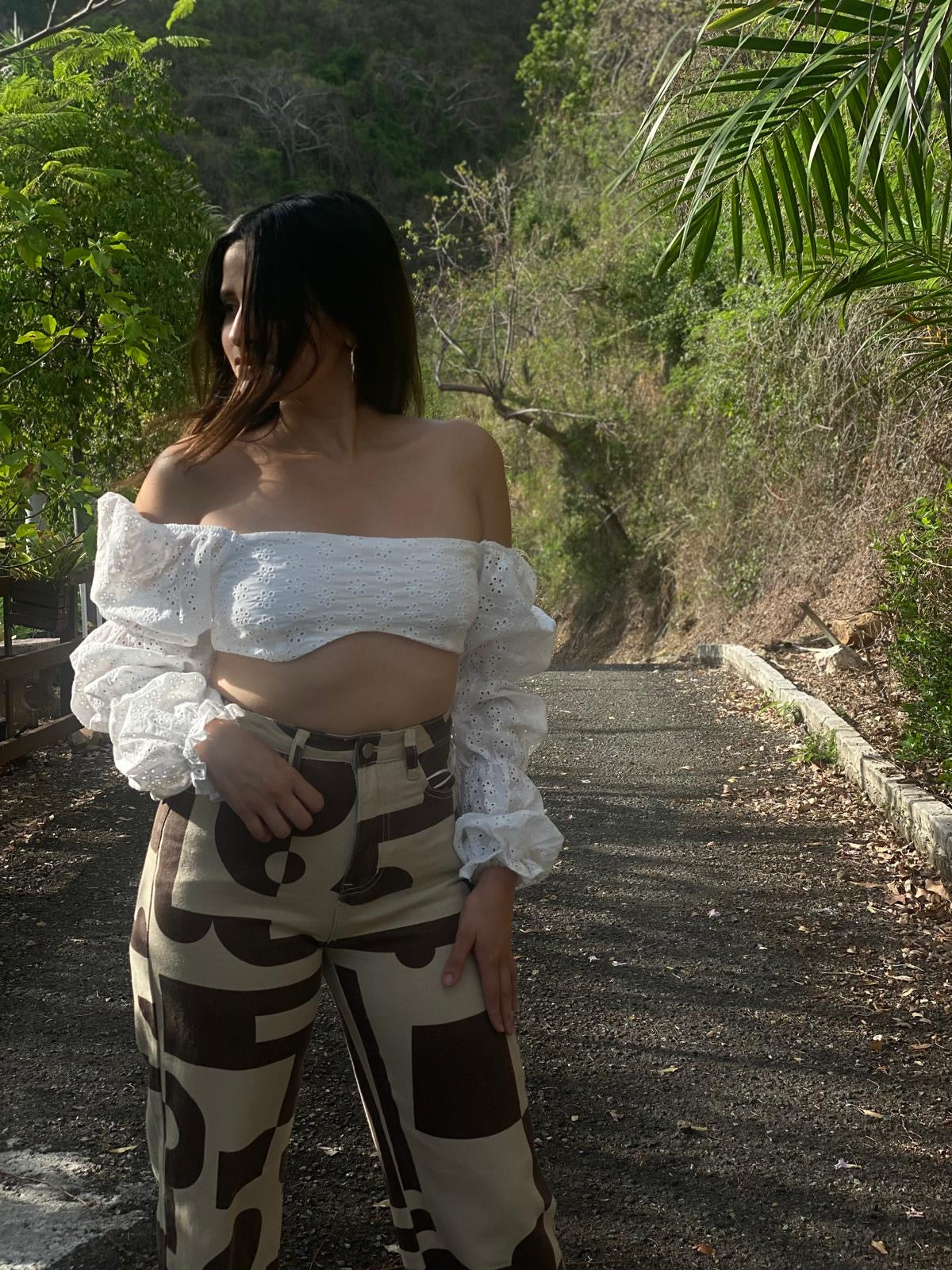 Abstract Pattern Straight-Leg Jeans