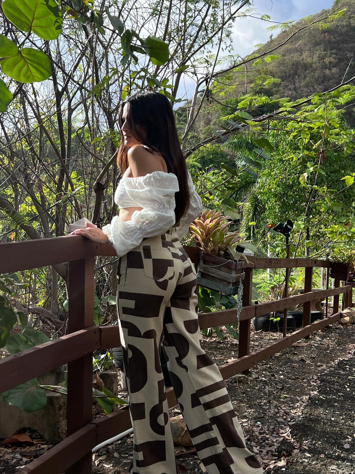 Abstract Pattern Straight-Leg Jeans